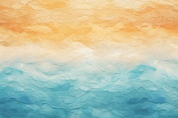 Sunset landscape boho 70's style retro graphic design, blue water ocean waves with abstract vintage art illustration, orange sun color gradient, card, poster, sticker design, simple nature element