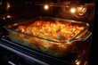 steaming hot casserole just taken out of the oven