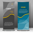 © hufrizal - Business Roll up banner vertical template design, for brochure, business, flyer, infographics. modern x-banner and flag-banner advertising. vector illustration