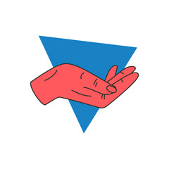 Poster - Woman hand asking help begging gesture concept assistance charity icon vector flat illustration