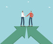 © Yuliia Sydorova - Strategic planning in achieving common goals, working together for financial growth, cooperation and partnership to overcome difficulties and make great business success, men shaking hands on arrows.