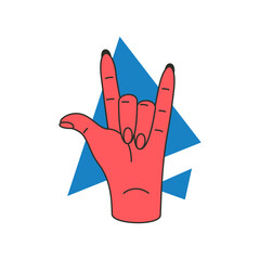 Poster - Woman hand rock gesture heavy metal punk lifestyle musical party concept icon vector flat