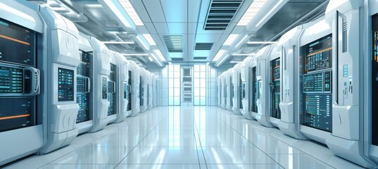 Fototapete - Server data technology. Generative AI technology.
