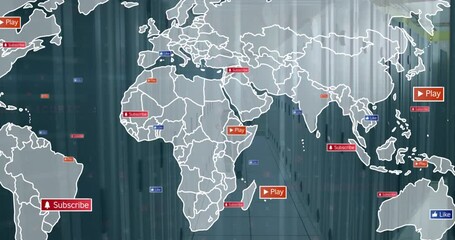 Poster - Animation of world map and data processing over computer servers