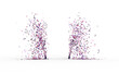 projection de confettis roses et violets sur fond transparent - rendu 3D