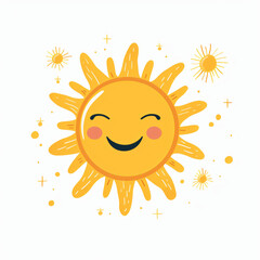 Happy Cute Sun Childish Doodle illustration