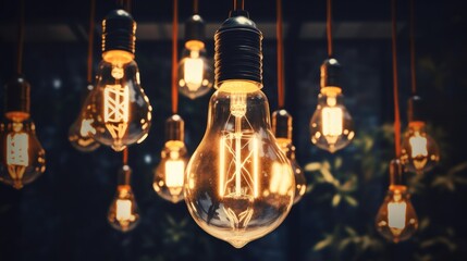 Aufkleber - Retro style light bulbs, Luxury beautiful retro edison light lamp decor.