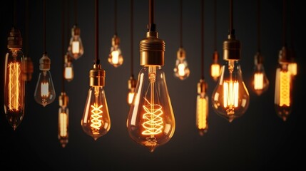Poster - Old vintage light bulb, Lighting decor for interior design.