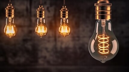 Poster - Light lamp bulb, Retro filter effect style.