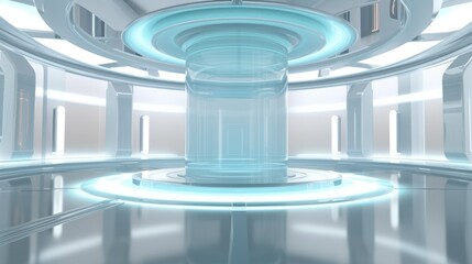 Fototapete - Empty leisure area in an office building, Futuristic cyberpunk sci-fi style.