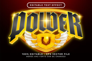 Poster - power text effect and editable text effect with wings and shield illustration	