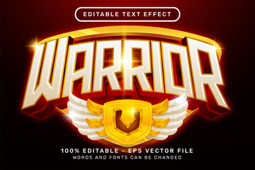 Poster - warrior text effect and editable text effect with wings and shield illustration