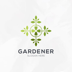 Poster - Green gardener environment logo template vector illustration.