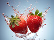 strawberry falling into water