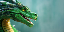 Green Dragon Head Background With Copy Space