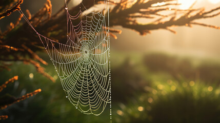 spider web with dew drops