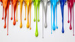 Colorful paint dripping and oozing over the white background. Generative Ai