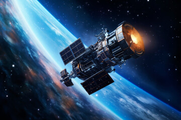 Wall Mural - space telescope over the planet. generative ai