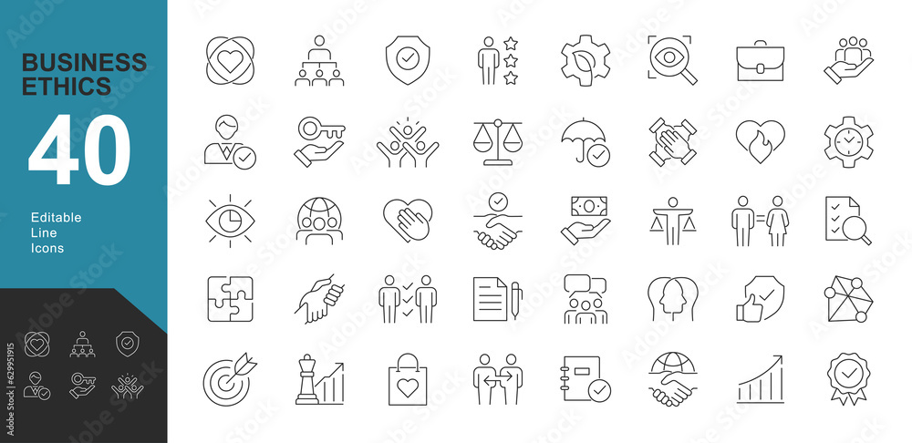 Business Ethics Line editable icons set. Vector illustration in modern ...