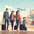 © Solidasrock - Happy family in airport flat design