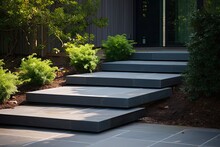 Stainless Steel Cable Railing Bluestone Steps For Front Entryway & Entrance. Generative AI