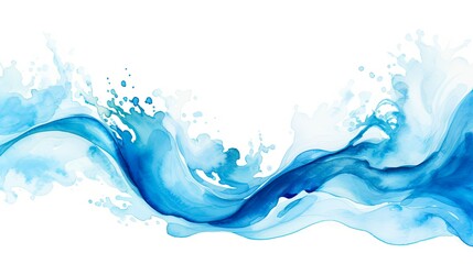 watercolor river background. hand drawn blue waves and splashes of paint. abstract watercolor illust