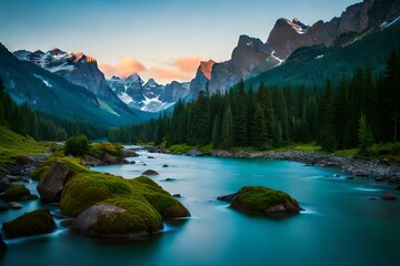 Wall Mural - lake in the mountains