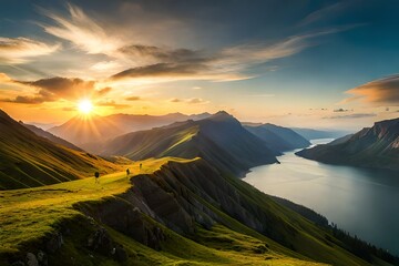 Wall Mural - sunrise over the mountains