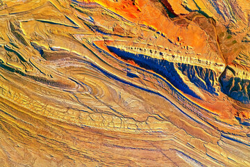 Wall Mural - terrain of the bighorn basin in between wyoming and montana, usa. the sheep mountain anticline to th