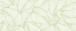 © leafyori - Botanical leaf wallpaper vector. Natural hand drawn foliage pattern in minimalist linear outline style. Design for fabric, print, cover, banner, invitation.