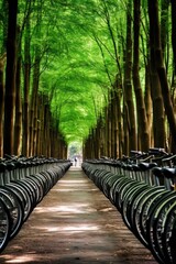 Wall Mural - rows of bicycles in a shared bike rental system