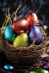 Poster - chocolate easter eggs wrapped in shiny foil