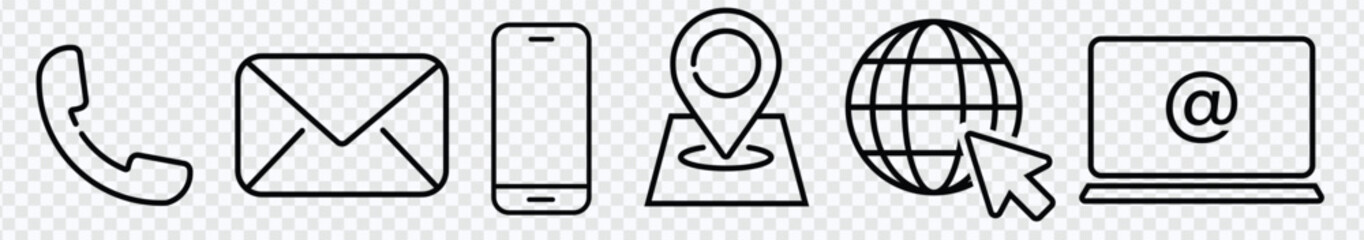 Poster - Contacts Related Vector Line Icons Collection. Pictogram Set.