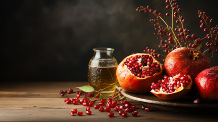 rosh hashanah background with pomegranate
