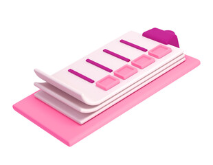 Fototapete - 3d white clipboard icon task management todo check list on pink plane background. Work project plan concept, fast checklist, posting plan. productivity checklist