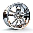 Polished Chrome Rim on White Background. Close-up Isolated Alloy Tire for Automotive Art: Generative AI
