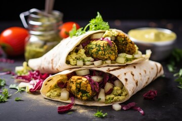 Poster - assembling process of falafel wraps step by step