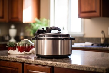 Canvas Print - close-up of pressure cooker on kitchen countertop