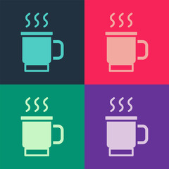 Sticker - Pop art Cup of tea icon isolated on color background. Vector