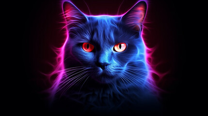 Canvas Print - gato arte neon abstrata