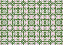  Abstract Thai Pattern Floral White On Green Graphic Geometric Shapes Classic Style Retro Vintage Print Use Textile Clothing Rug Tile Vector Illustration Wallpaper Template.