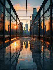 Poster - empty road with modern building