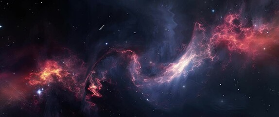 universe space flight through stars with galaxies and nebulas. seamless looping anamorphic animation