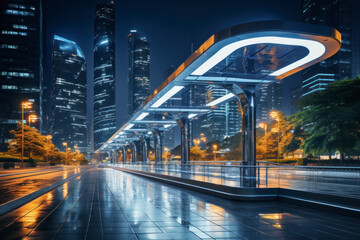 Poster - empty road with modern building