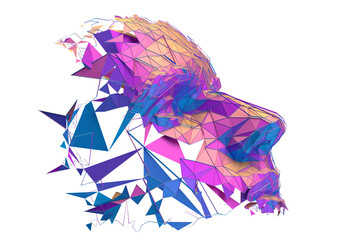 Poster - Abstract colorful face, 3d render