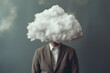 © Cherstva - Man with white cloud instead of head. Dreaming mind surreal abstract brain concept