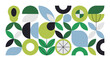 Geometric food pattern. Abstract mosaic nature elements, organic fruit plants minimal layout banners. Vector bauhaus background