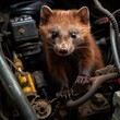 marten in the engine compartment of a car