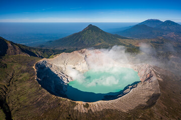 Wall Mural - Aerial view of Ijen crater lake, Java, Indonesia