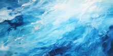 Abstract Transparent Blue Water Painting Background - Generative AI